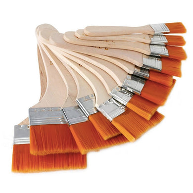 Flat Nylon Hair Wooden Penholder Oil Painting Brush Acrylic Paint Brushes Scrubbing Brushes for Kids Student Art Supplies