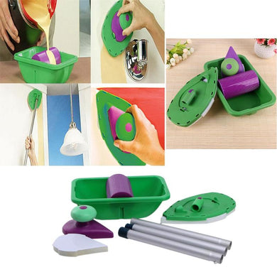 9pcs/Set Multifunction Paint Roller Tray Sponge Pads Handles Tubes Kits Home DIY Painting Brush Wall Room Decor Hand Tool Set