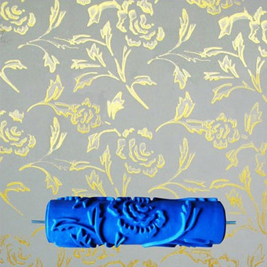 7inch 3D rubber wall decorative painting roller, patterned roller wall decoration tools without handle grip, rose roller,110C