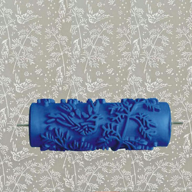 5inch blue rubber roller wall decoration painting roller, decorative wall paint roller without hand grip,leaves 002Y